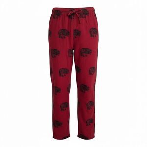 Flyshacker Bear Print Fleece Cotton Pajama Pants Red Size XS